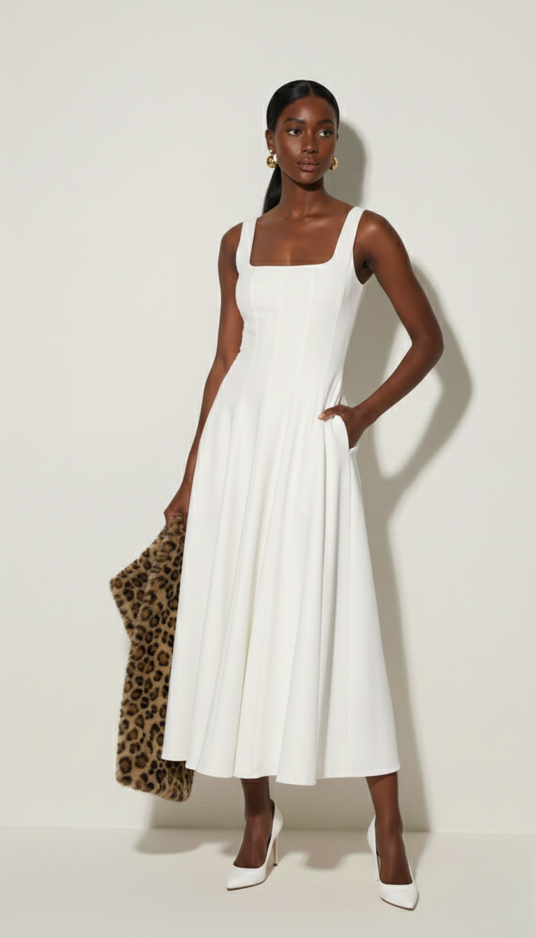 Celeste Ivory Midi Dress