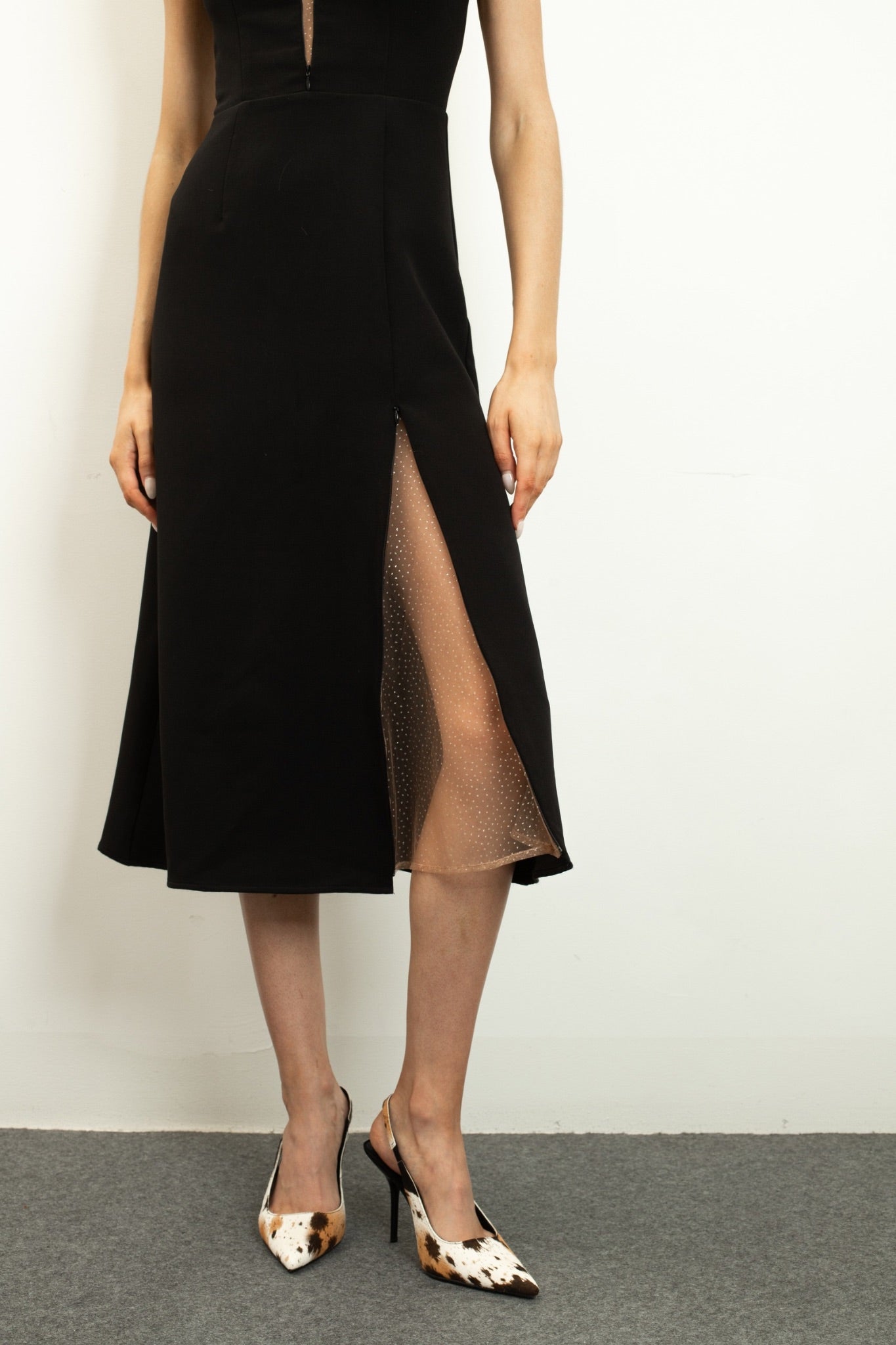 Double Agent Black Midi Dress