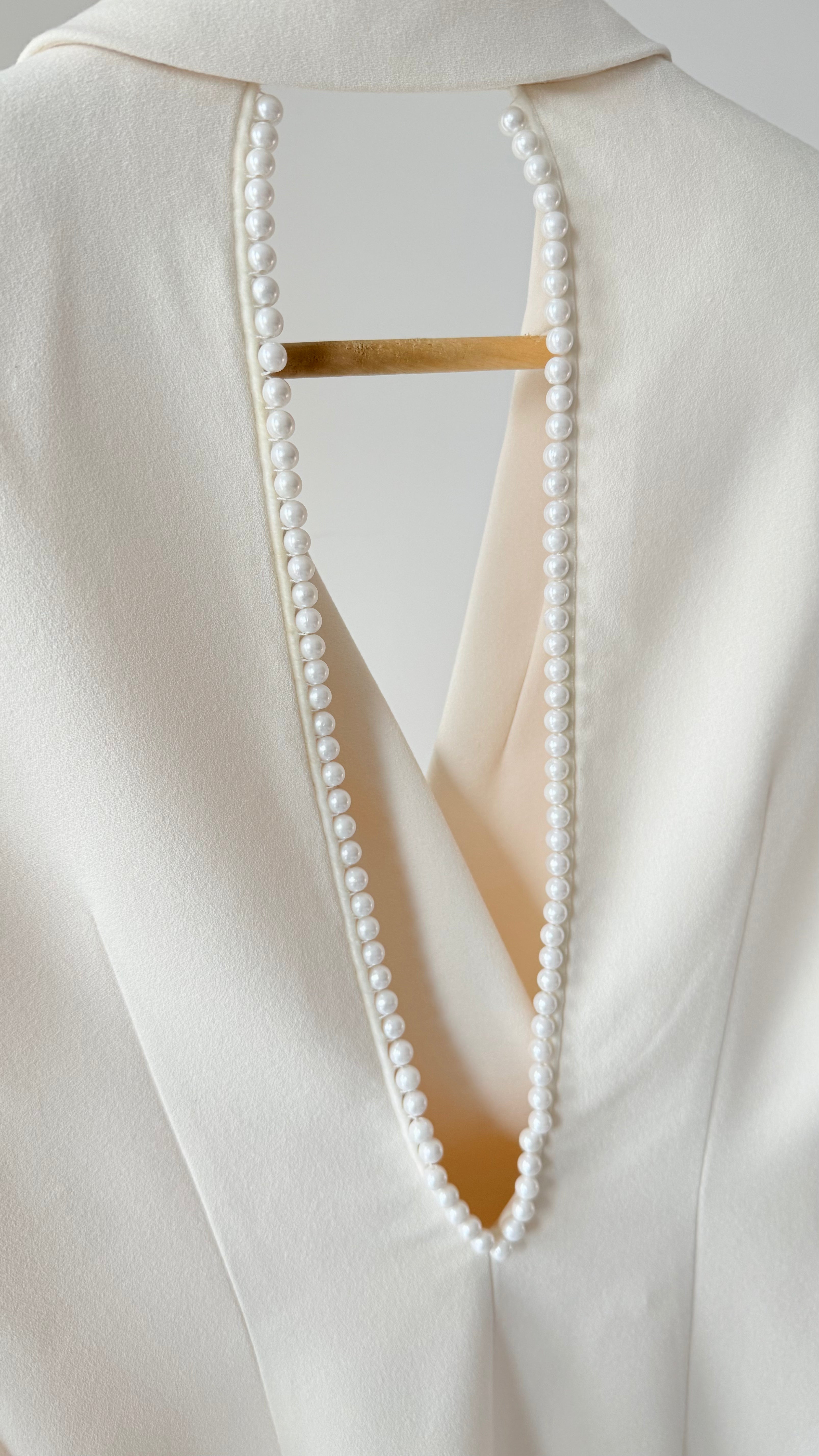 Ivory Pearl-Back Blazer Dress