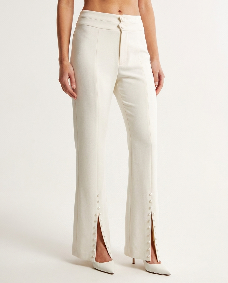 Ivory Pearl Slit Fit Pants