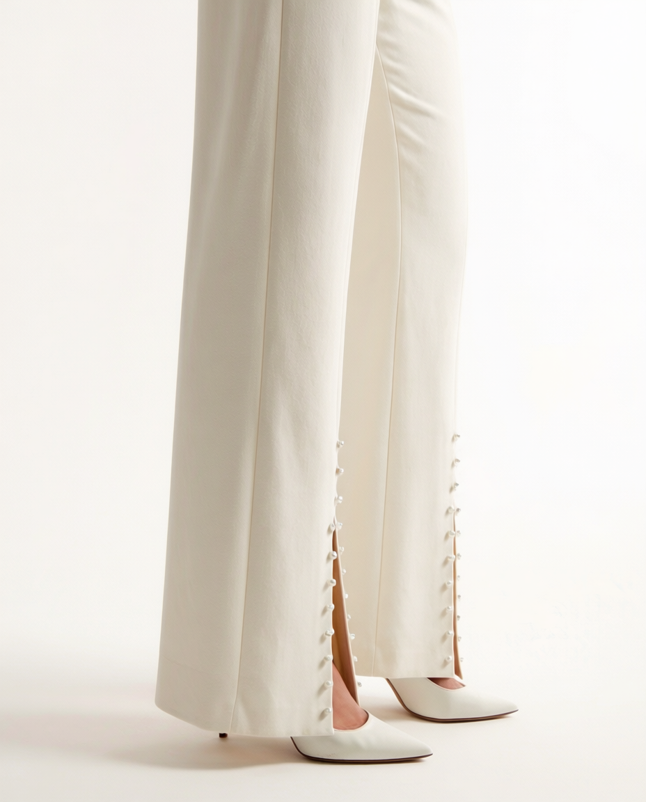 Ivory Pearl Slit Fit Pants