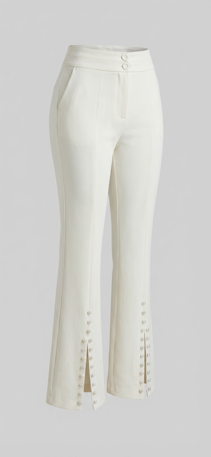 Ivory Pearl Slit Fit Pants