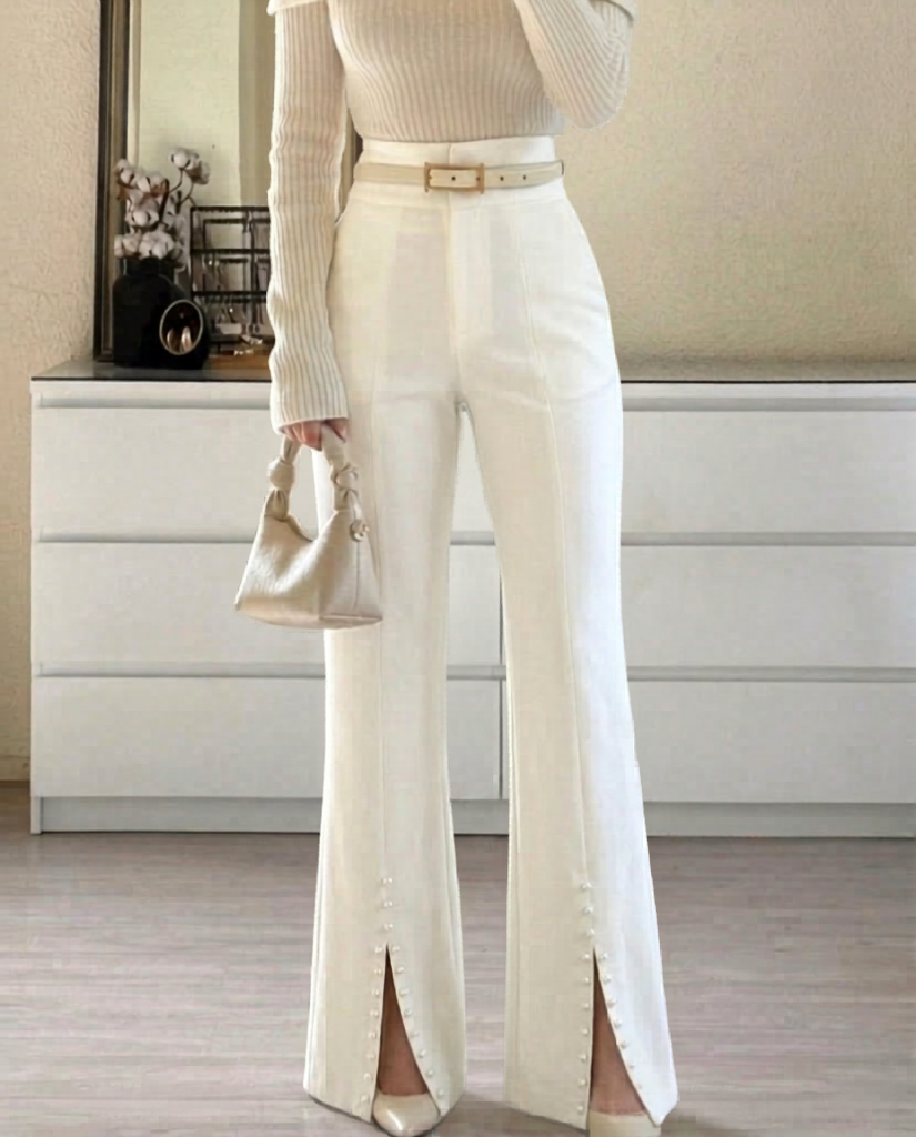 Ivory Pearl Slit Fit Pants